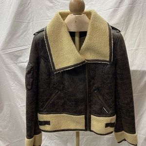 MOxMembersonly leather jacket. Style no. 70-2419. Color: coffee. Size medium.